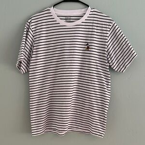 Disney Micky Mouse Striped Black and White T-Shirt Size L